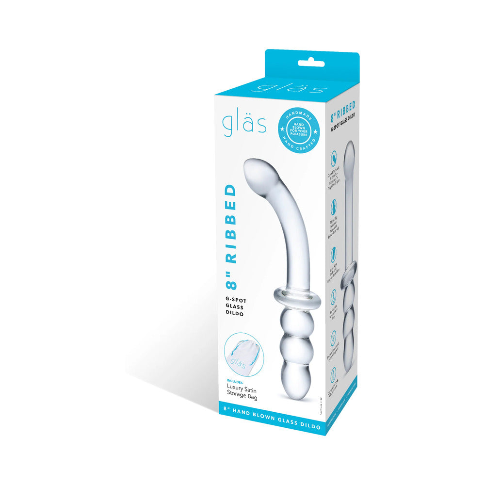 Glas 8 in. Ribbed G-Spot Glass Dildo - Fantasies Boutique