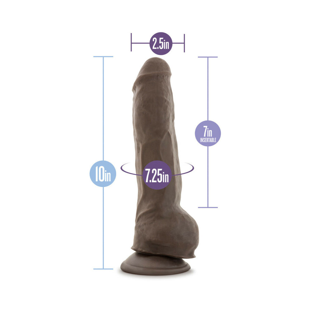 Au Naturel Big Boy 10 in. Posable Dual Density Dildo with Balls Brown - Fantasies Boutique