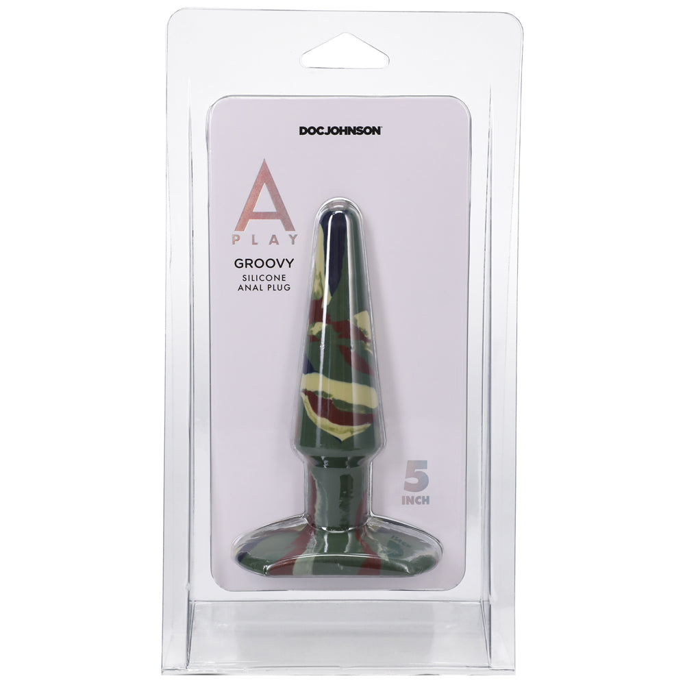A-Play Groovy 5 in. Silicone Anal Plug Camouflage - Fantasies Boutique