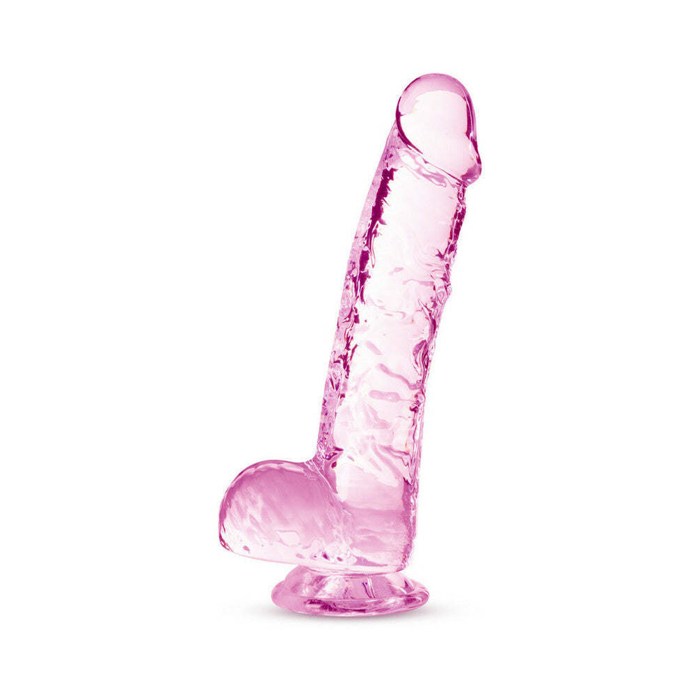 Naturally Yours Crystalline 6 in. Dildo with Balls Rose - Fantasies Boutique