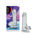 Naturally Yours 6 in. Glitter Cock Realistic Dildo with Balls Sparkling Clear - Fantasies Boutique