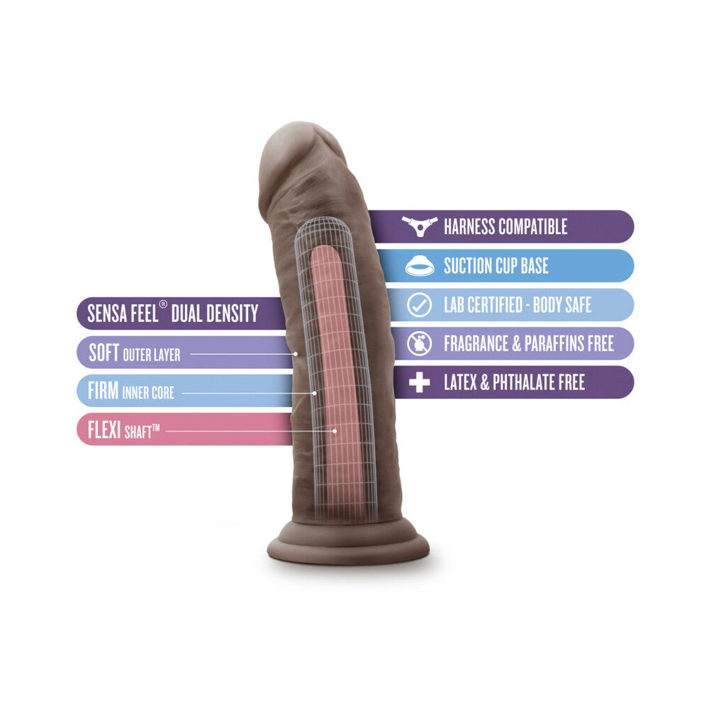 Blush Au Naturel 8 in. Posable Dual Density Dildo with Suction Cup Brown - Fantasies Boutique