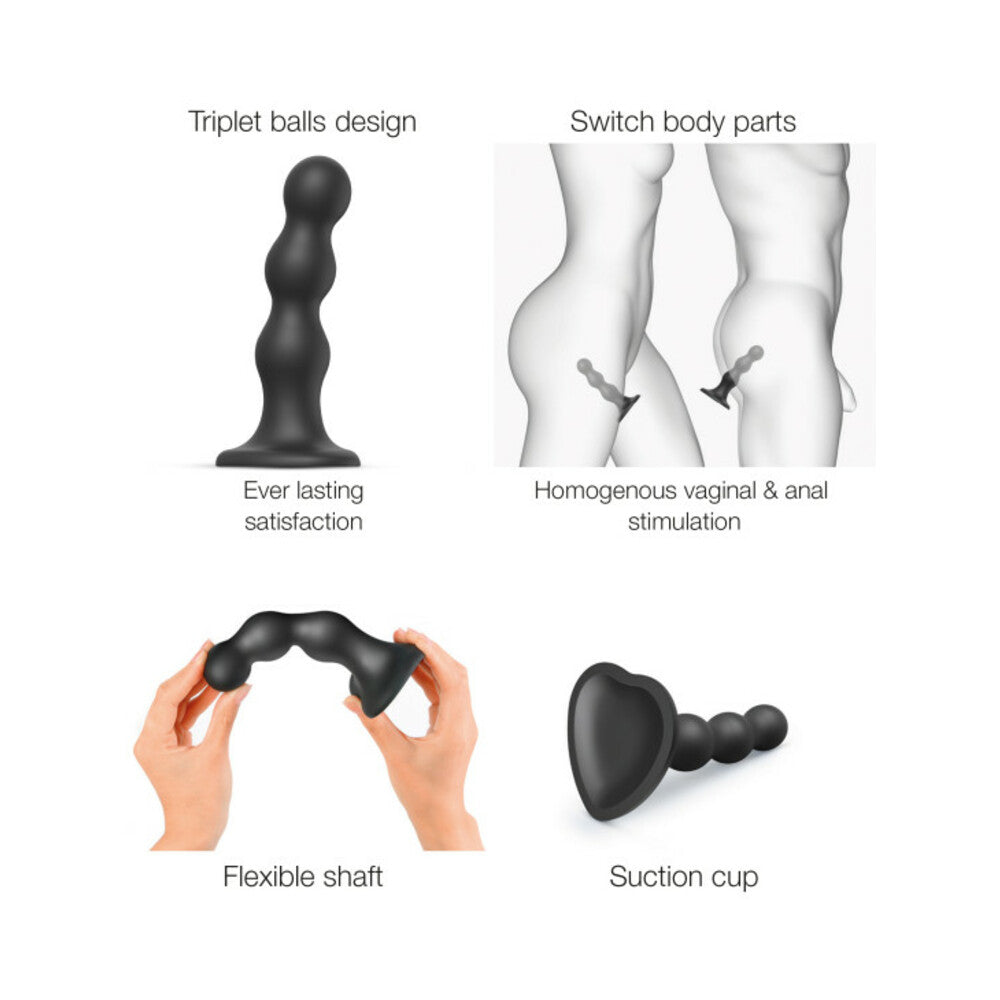 Strap-On-Me Hybrid Collection Silicone Dildo Plug Balls Black XL - Fantasies Boutique