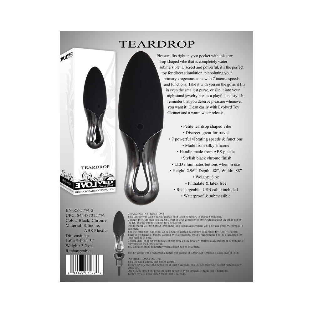Evolved Teardrop Rechargeable Silicone Mini Vibrator Black - Fantasies Boutique
