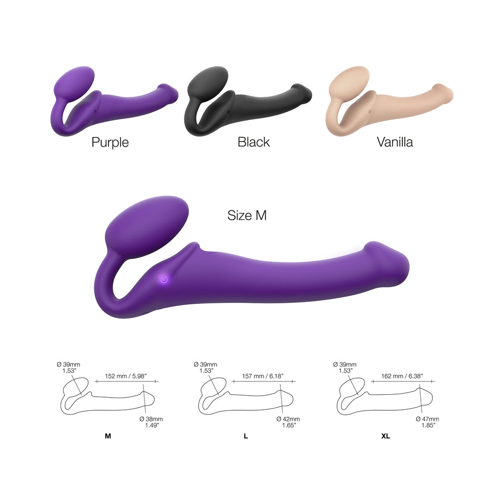 Strap-On-Me Rechargeable Remote-Controlled Silicone Vibrating Bendable Strap-On Purple M - Fantasies Boutique