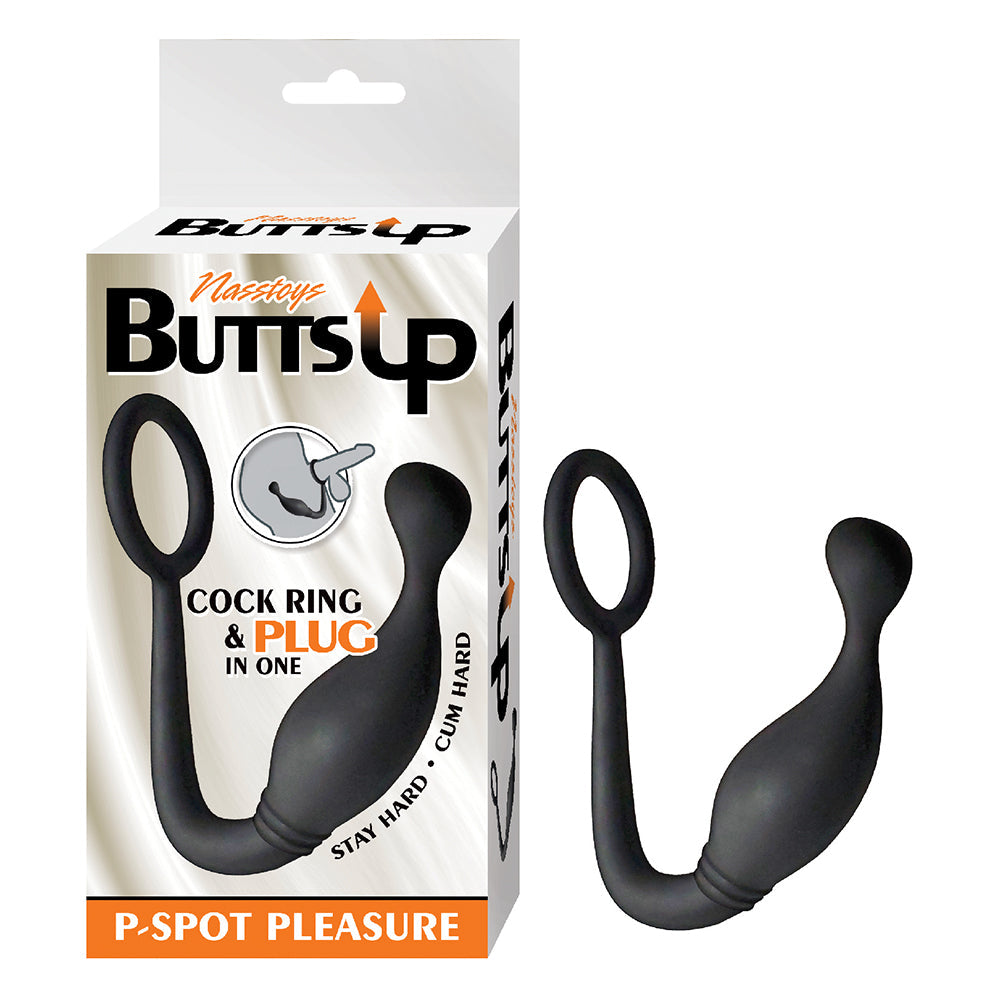 Nasstoys Butts Up P-Spot Pleasure Silicone Cock Ring & Anal Plug Black - Fantasies Boutique