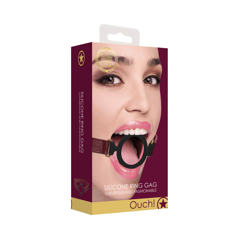 Ouch! Halo Adjustable Silicone Ring Gag Burgundy - Fantasies Boutique
