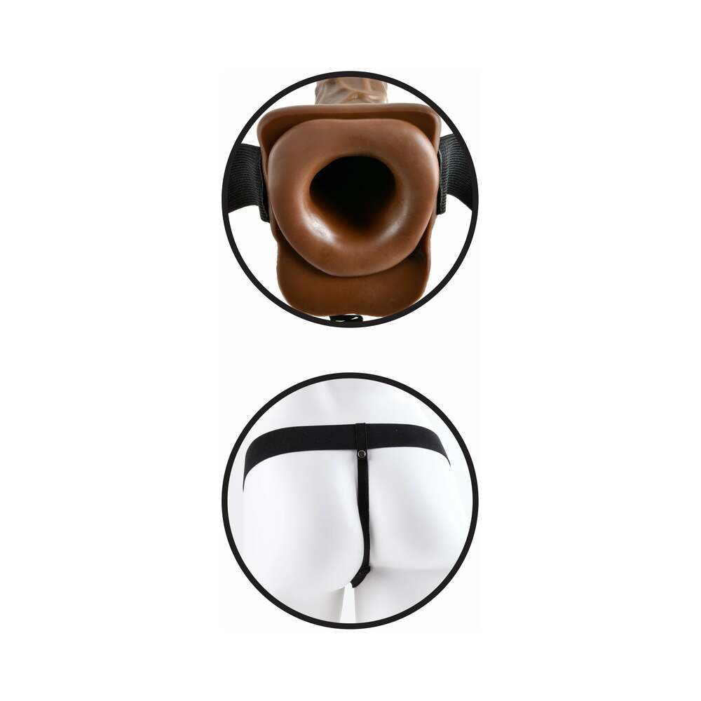 Fetish Fantasy Series 7 in. Vibrating Hollow Strap-On with Balls Brown/Black - Fantasies Boutique