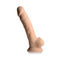 Curve Toys FLESHSTIXXX Rechargeable 8 in. Posable Vibrating Dildo with Balls & Suction Cup Beige - Fantasies Boutique