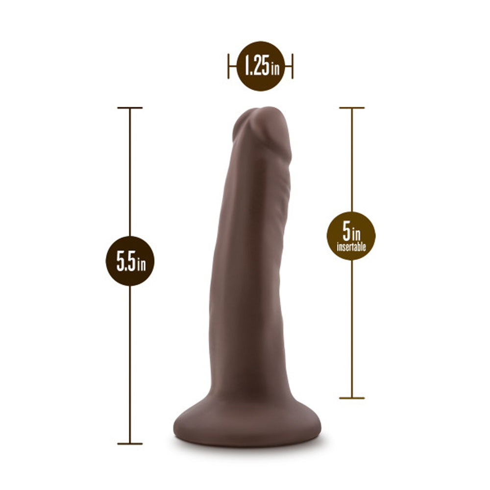 Dr. Skin Plus Realistic 5 in. Triple Density Posable Dildo Brown