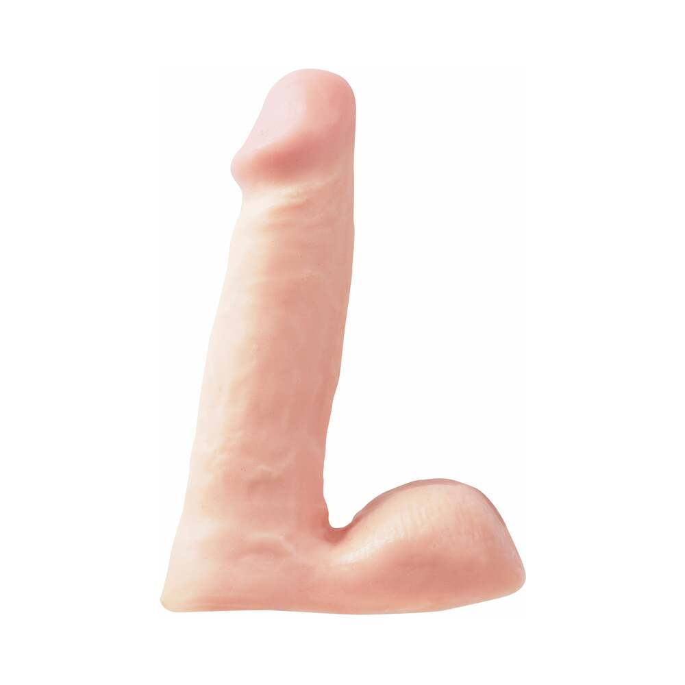 Basix Rubber Works 6 in. Dong With Balls Beige - Fantasies Boutique