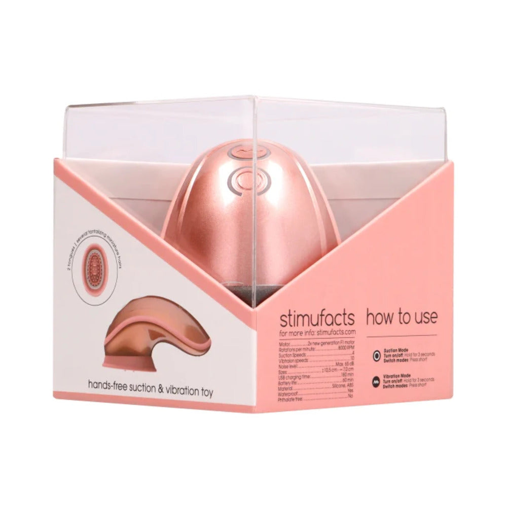 Shots Twitch Innovation Rechargeable Hands-Free Suction & Vibration Toy Rose Gold - Fantasies Boutique