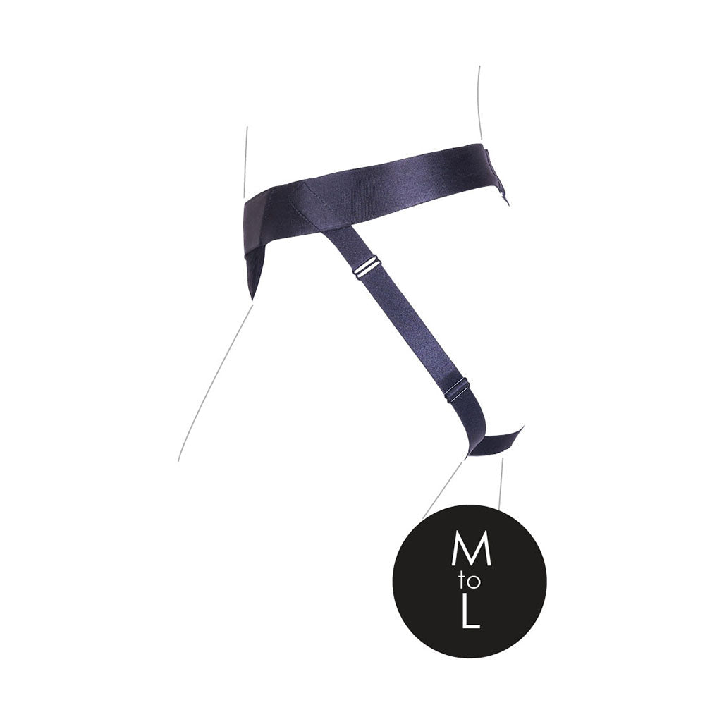 Ouch! Vibrating Strap-on Panty Harness with Open Back Black M/L - Fantasies Boutique