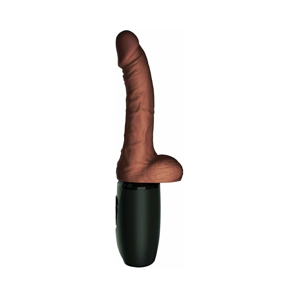 King Cock Plus 7.5 in. Thrusting Cock With Balls Rechargeable Realistic Vibrator Brown - Fantasies Boutique