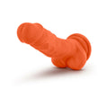 Neo Elite 7.5 in. Silicone Dual Density Dildo with Balls Neon Orange - Fantasies Boutique