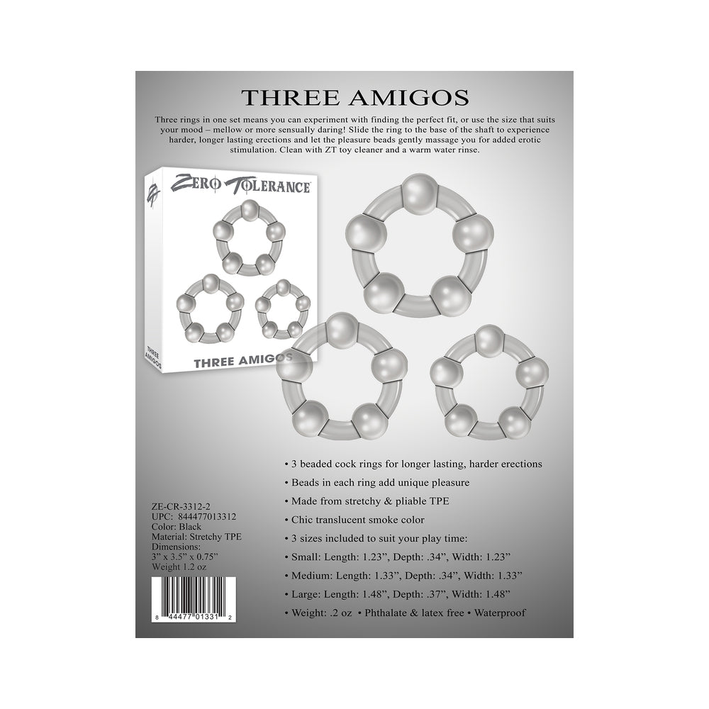 Zero Tolerance Three Amigos 3-Piece Cockring Set Clear - Fantasies Boutique