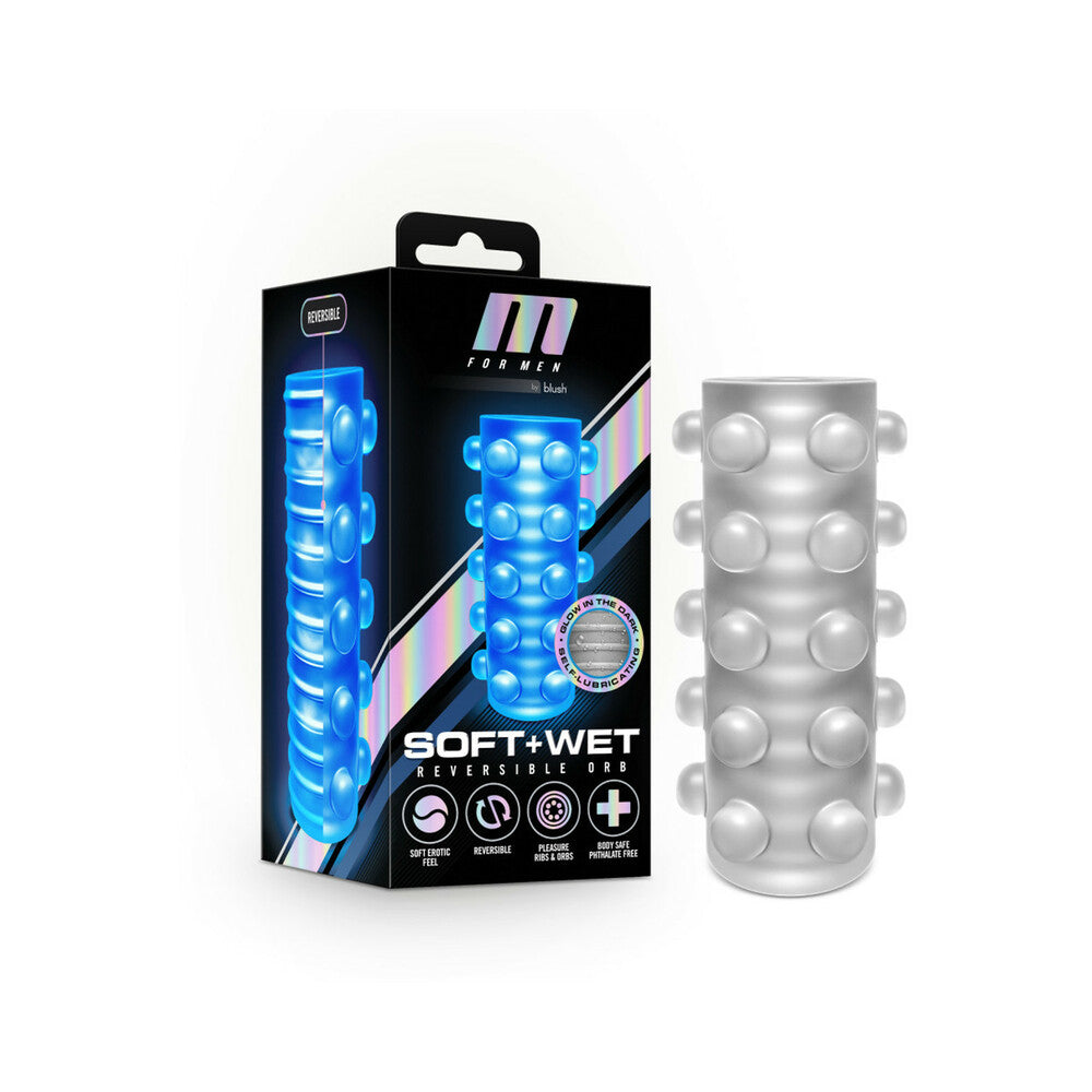 Blush M for Men Soft + Wet Reversible Orb Glow in the Dark Self-Lubricating Stroker Frosted - Fantasies Boutique