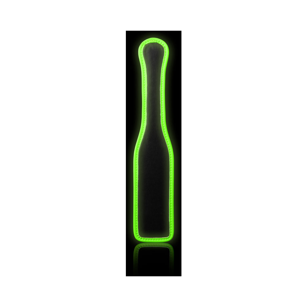 Ouch! Glow in the Dark Bonded Leather Paddle Neon Green