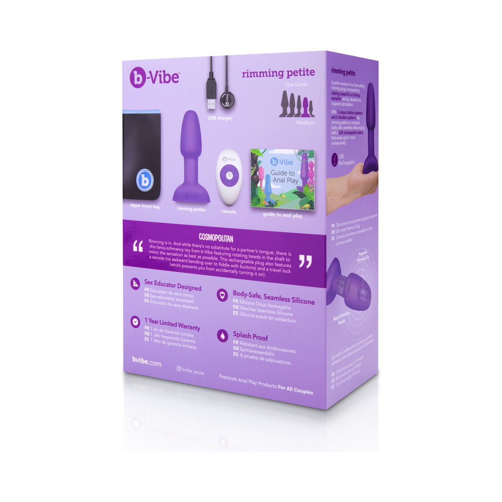 b-Vibe Rimming Petite Rotating and Vibrating Remote Control Plug Purple - Fantasies Boutique