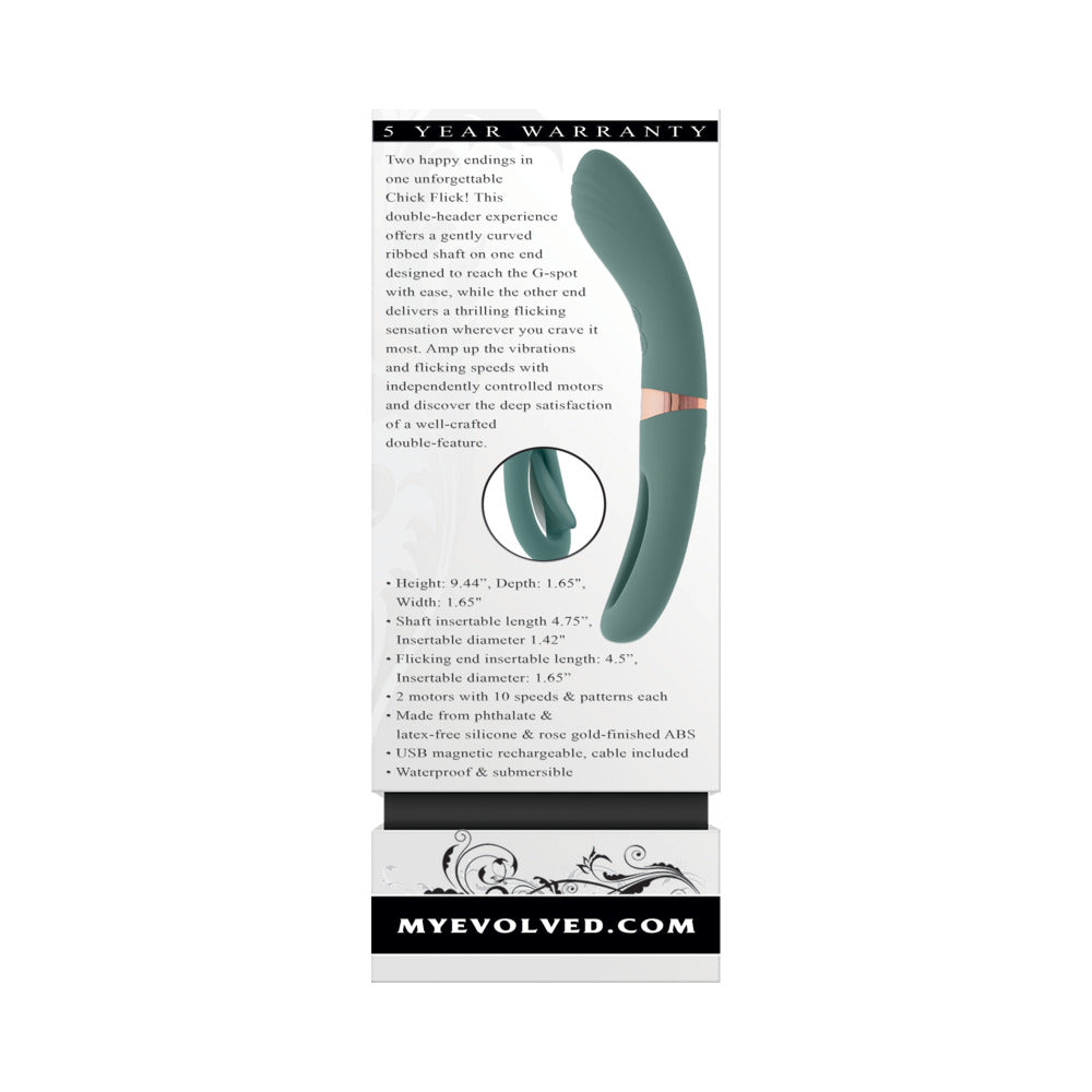 Evolved Chick Flick Rechargeable Vibrator with Flicker Silicone Mint - Fantasies Boutique