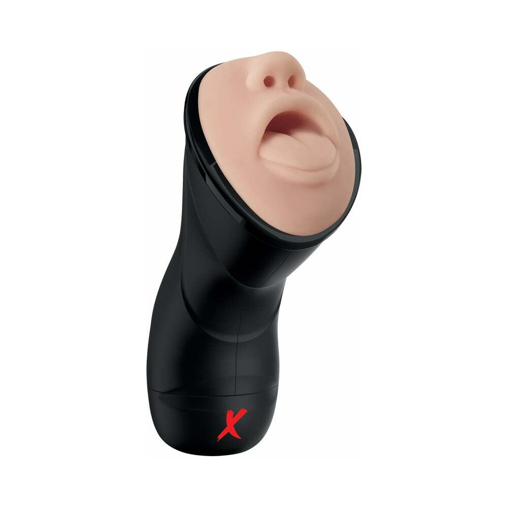 PDX Elite Deep Throat Vibrating Stroker Beige/Black - Fantasies Boutique