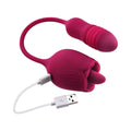 Evolved Wild Rose Rechargeable Dual-Ended Silicone Thrusting Egg & Flicking Tongue Vibrator Red - Fantasies Boutique