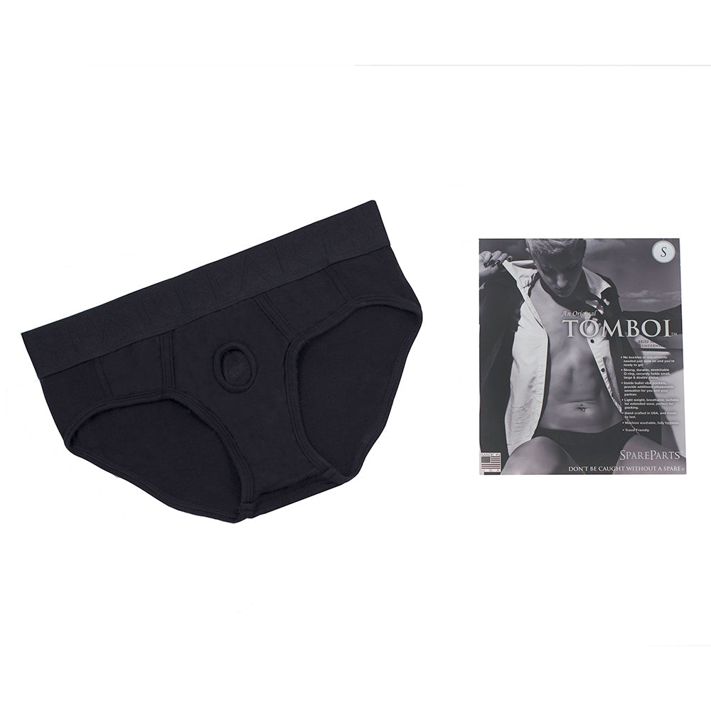 SpareParts Tomboi Rayon Briefs Harness Black Size XL - Fantasies Boutique