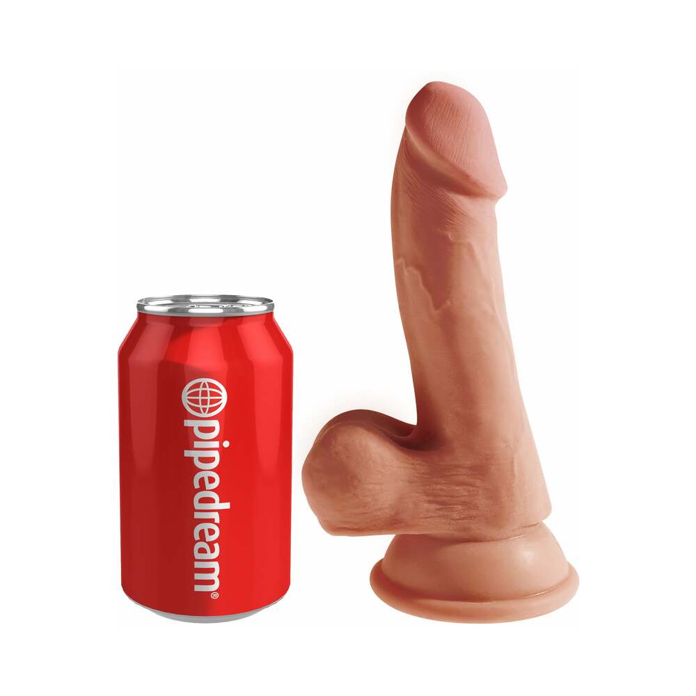 King Cock Plus 6.5 in. Triple Density Cock With Balls Realistic Suction Cup Dildo Tan - Fantasies Boutique