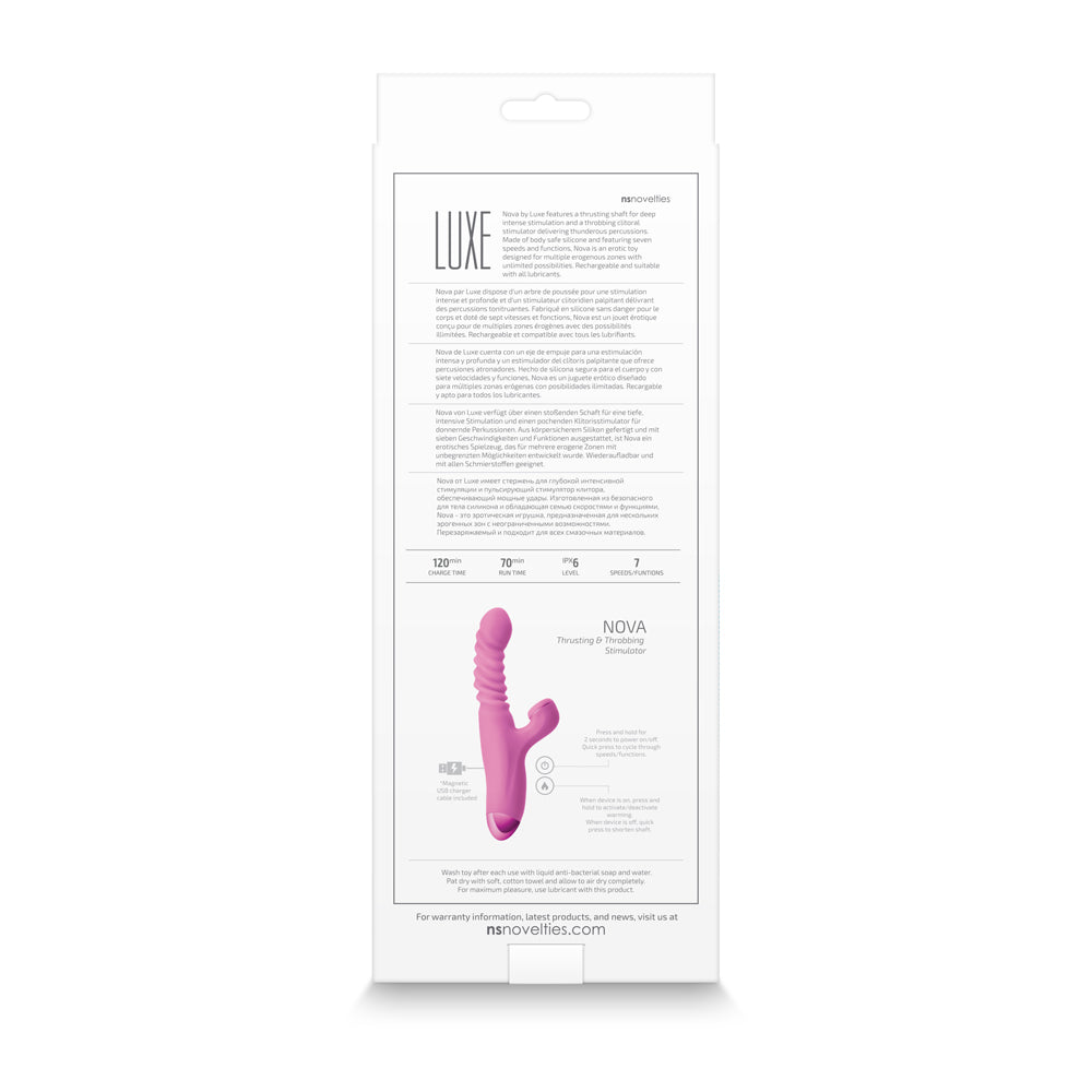 Luxe Nova Rechargeable Thrusting & Throbbing Stimulator Pink - Fantasies Boutique