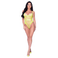Magic Silk Love Star High Leg Teddy with Snap Crotch Neon Chartreuse L/XL - Fantasies Boutique