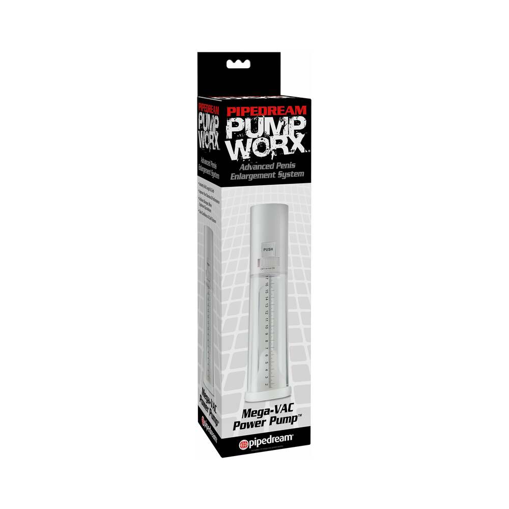 Pump Worx MEGA-VAC Power Pump Clear/White - Fantasies Boutique