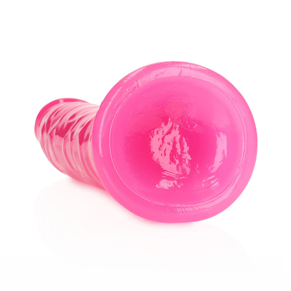 RealRock Glow in the Dark Slim 9 in. Dildo Neon Pink - Fantasies Boutique