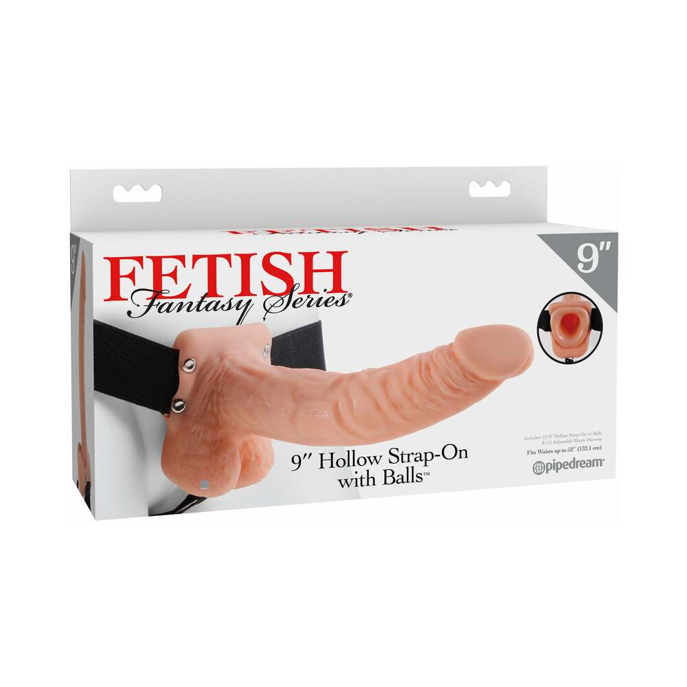 Fetish Fantasy Series 9 in. Hollow Strap-On with Balls Light/Black - Fantasies Boutique