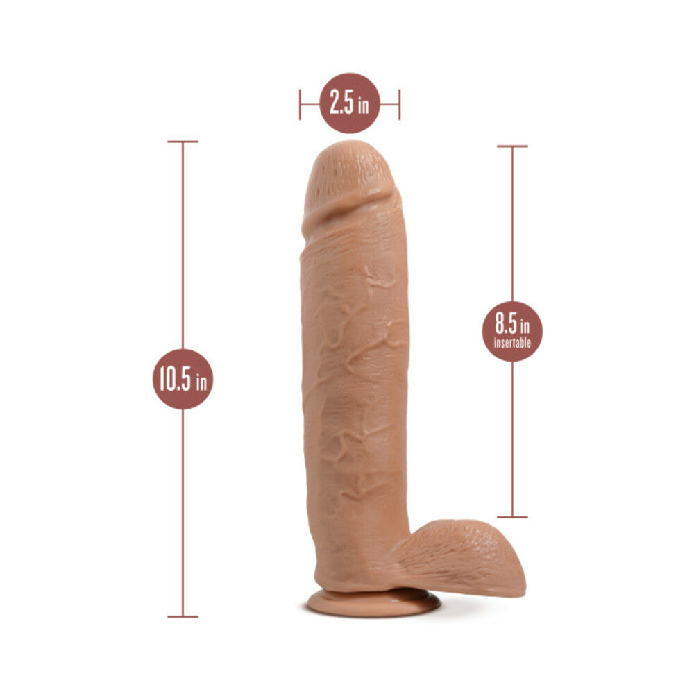 Au Naturel Huge 10 in. Posable Dual Density Dildo with Balls Tan - Fantasies Boutique