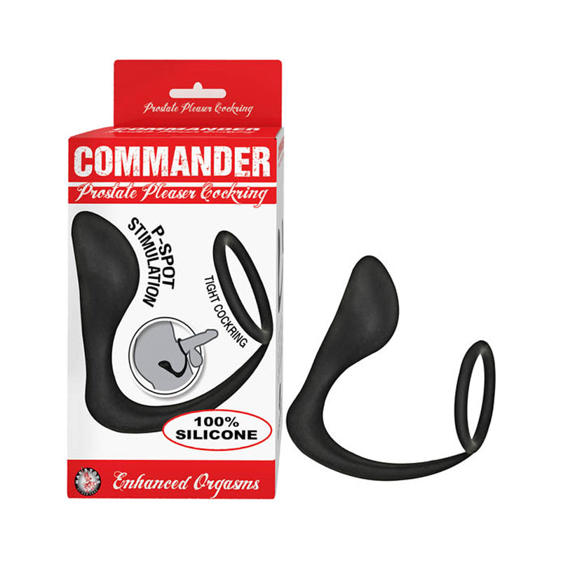 Commander Prostate Pleaser Cockring Black - Fantasies Boutique