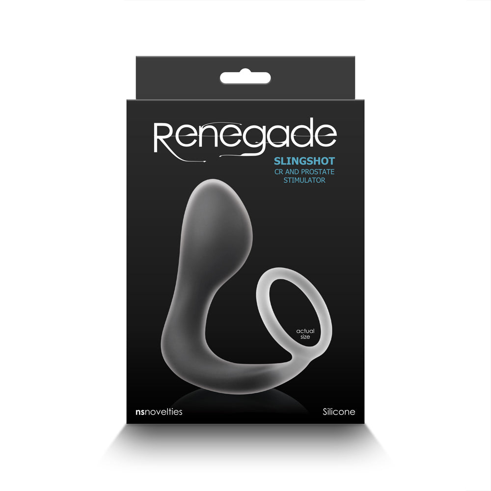Renegade Slingshot Cock Ring & Prostate Stimulator Black - Fantasies Boutique