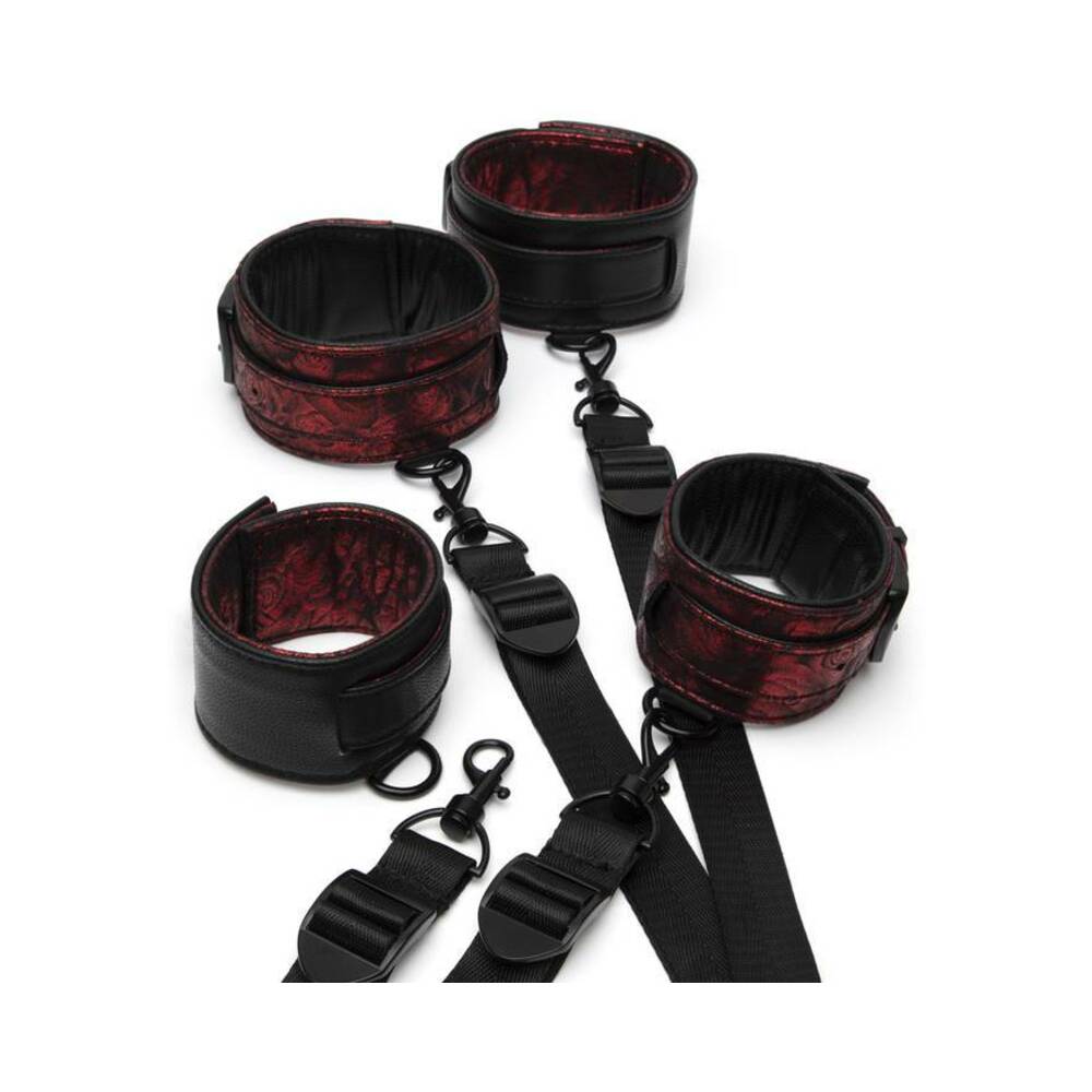 Fifty Shades of Grey Sweet Anticipation Reversible Under Mattress Restraint Set Red/Black - Fantasies Boutique