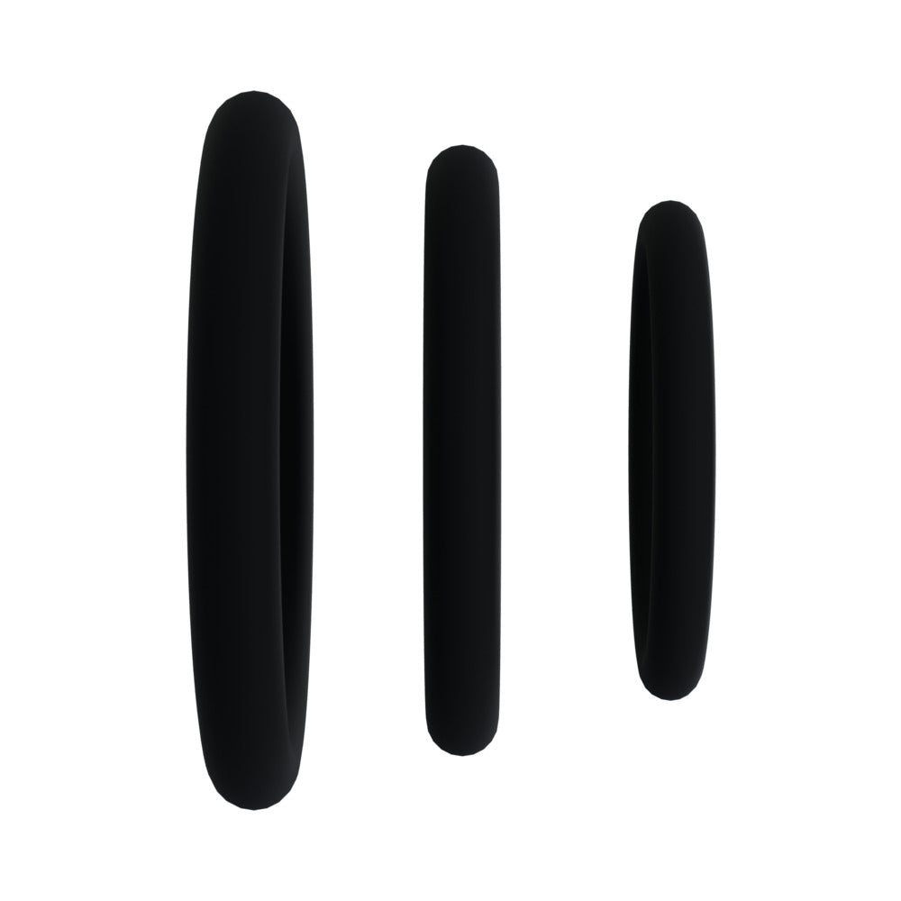 Rock Solid Black Gasket Silicone 3pc Set (.75in,1in,1.25in) - Fantasies Boutique