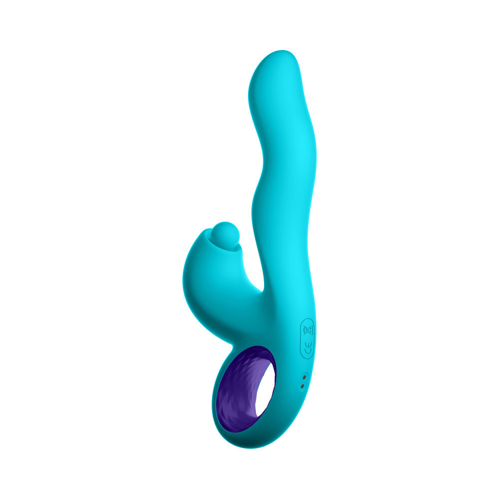 FemmeFunn Klio Rechargeable Silicone Triple Action Thumping Rabbit Vibrator Turquoise - Fantasies Boutique