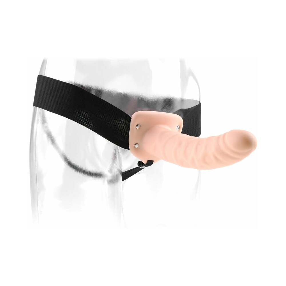 Fetish Fantasy Series 8 in. Hollow Strap-On Beige/Black - Fantasies Boutique