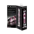 Pipedream Icicles No. 6 Textured 8.5 in. Glass Dildo Pink/Clear - Fantasies Boutique