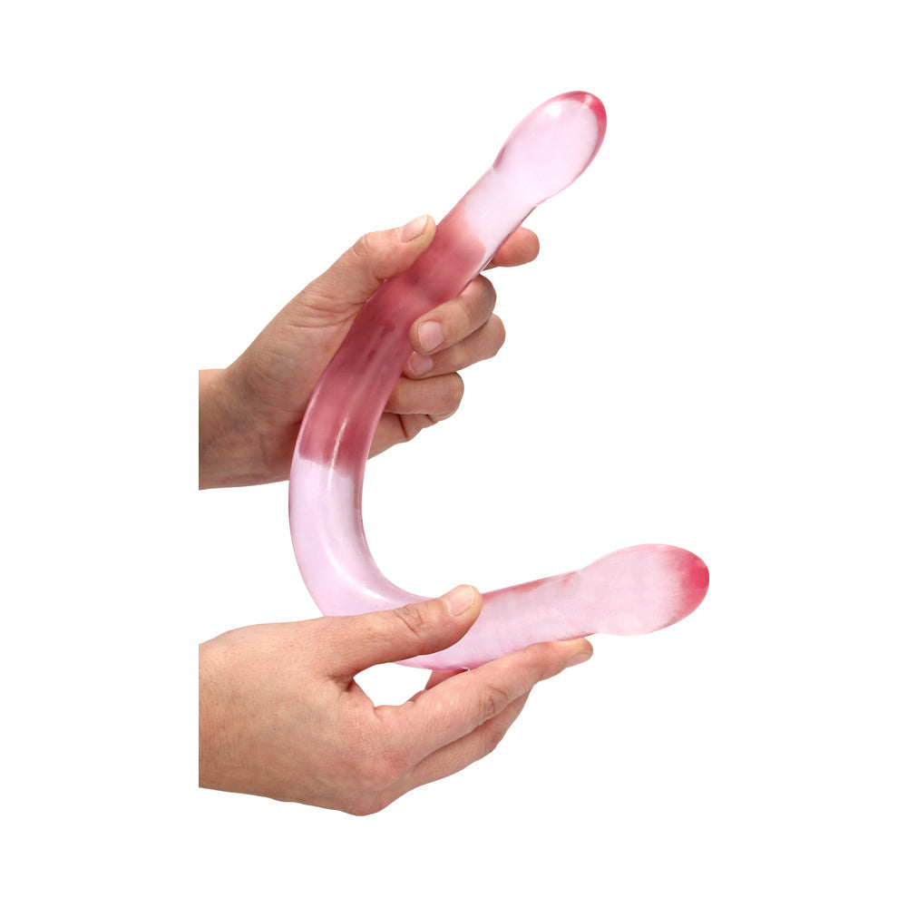 RealRock Crystal Clear Non-Realistic 17 in. Double Dildo Pink - Fantasies Boutique