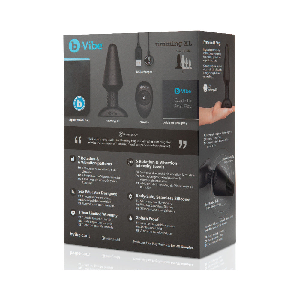 b-Vibe Rimming XL Rotating and Vibrating Remote Control Plug Black - Fantasies Boutique