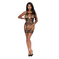 Magic Silk Seamless Halter Merrywidow with Thigh Cuffs Black O/S - Fantasies Boutique