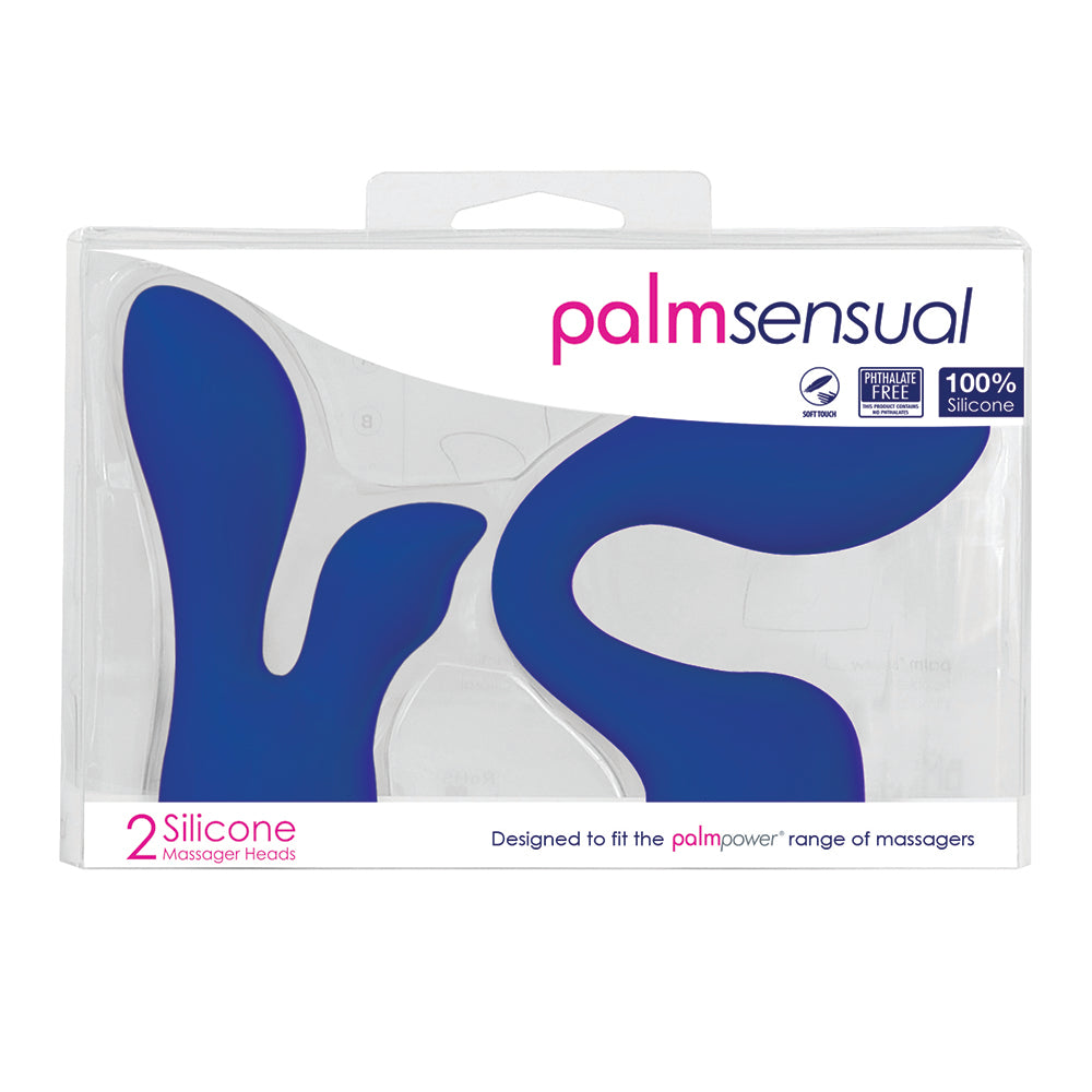 PalmPower PalmSensual Attachments 2-Piece Silicone Massager Heads Blue - Fantasies Boutique