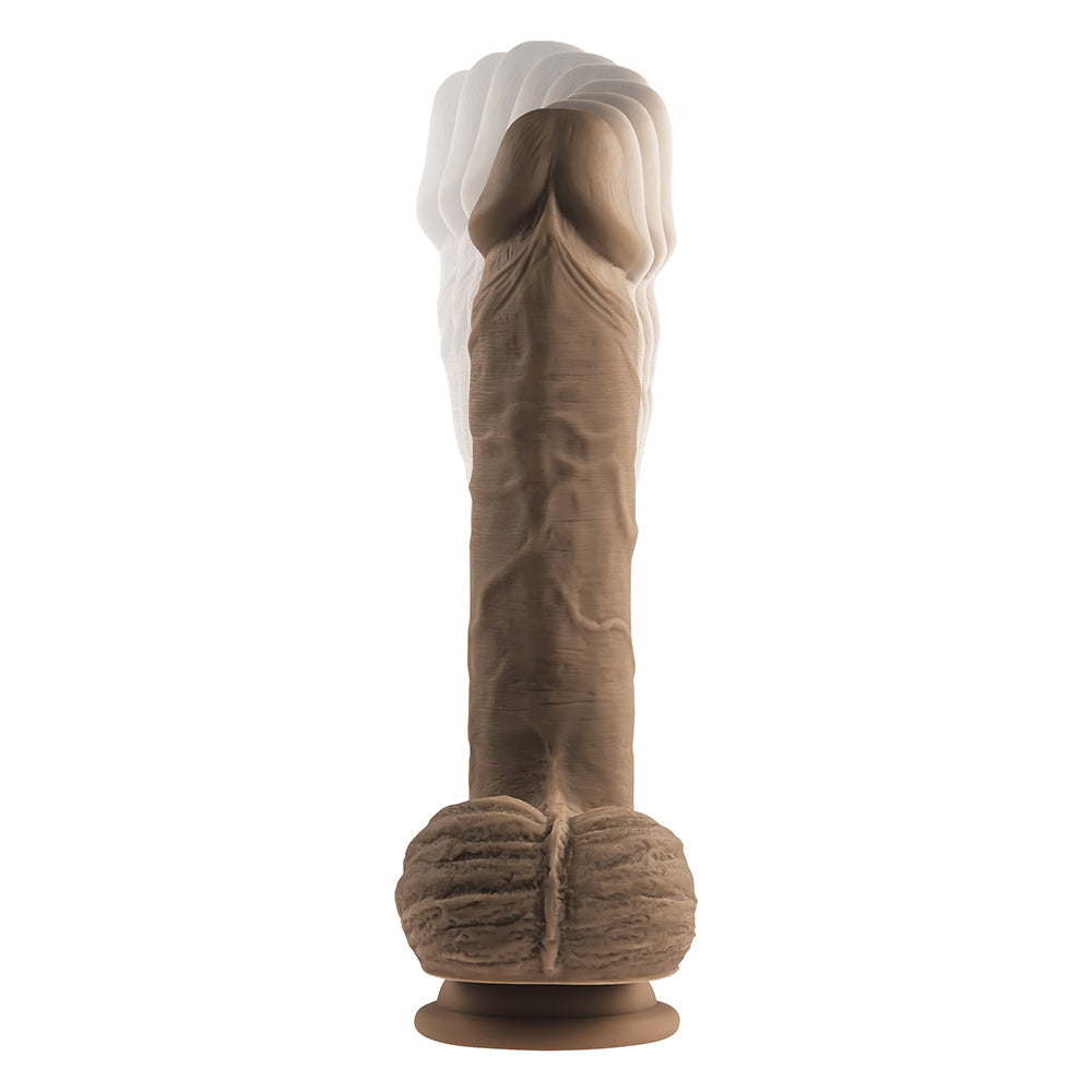 Evolved Full Monty Rechargeable Remote-Controlled Thrusting Twirling 9 in. Silicone Dildo Dark - Fantasies Boutique