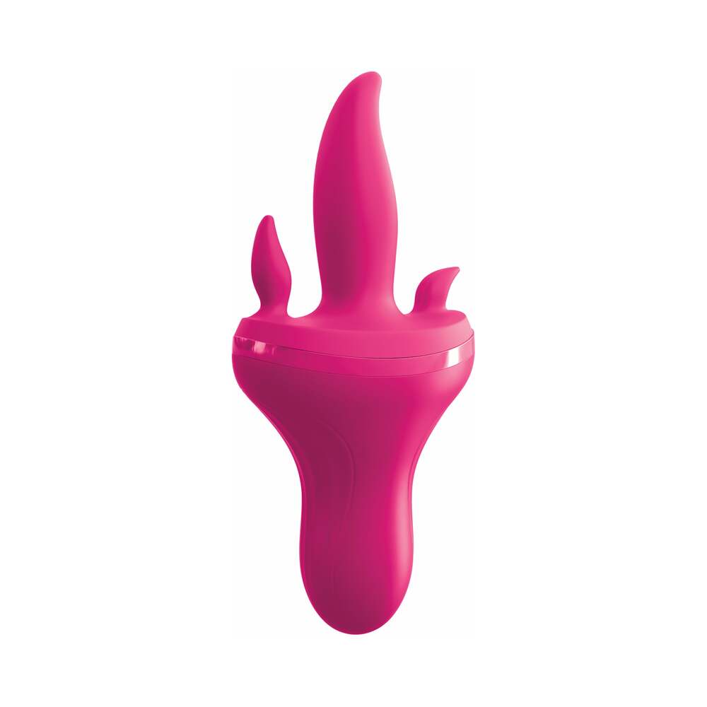 3Some Holey Trinity Triple Tongue Vibrator Rechargeable Silicone Red - Fantasies Boutique