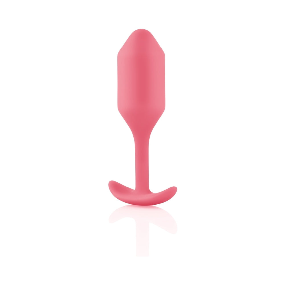 b-Vibe Snug Plug 2 Weighted Silicone Anal Plug Coral - Fantasies Boutique