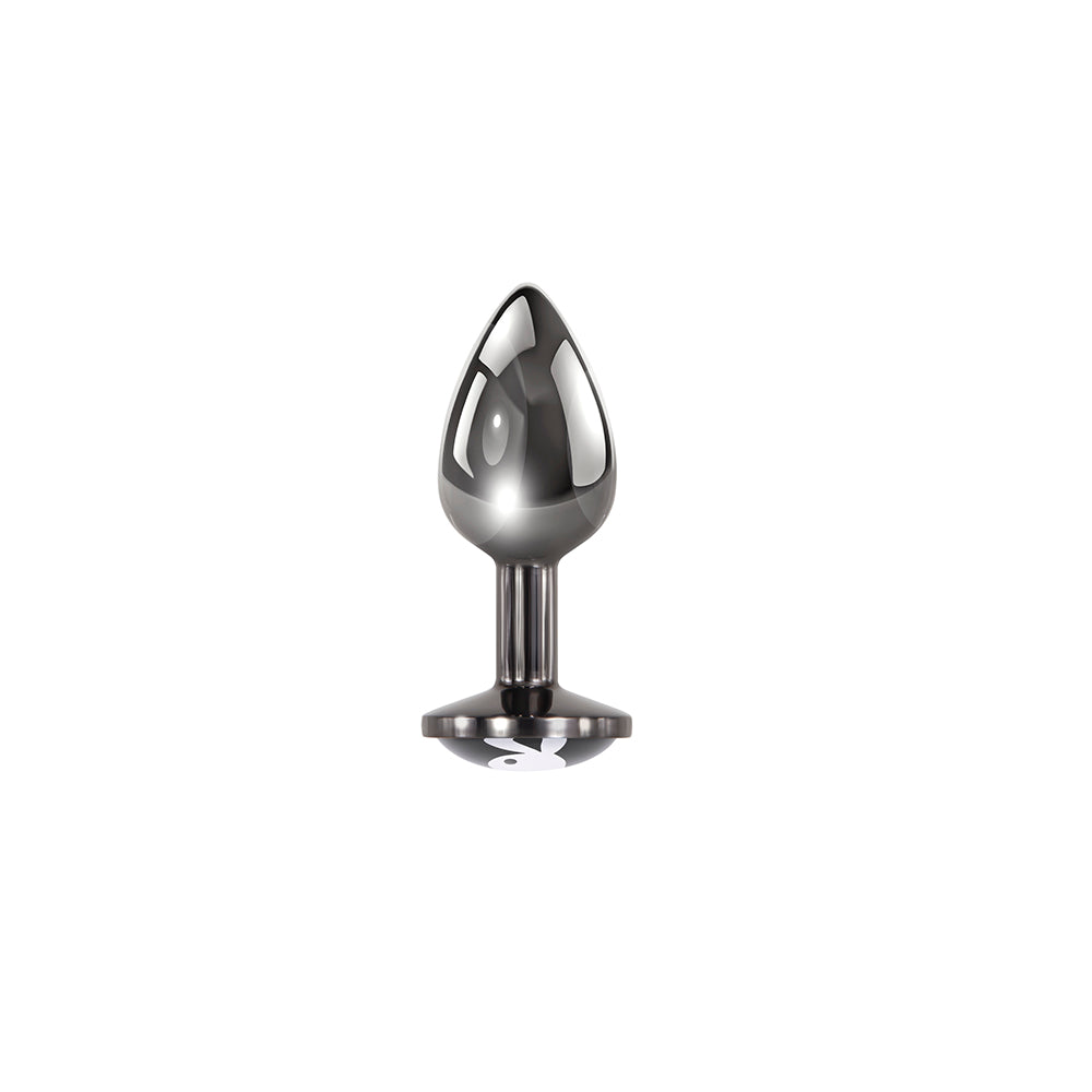 Playboy Tux Small Metal Anal Plug Hematite - Fantasies Boutique