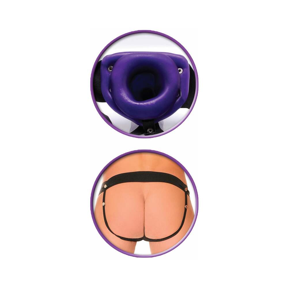Fetish Fantasy Series For Him or Her Vibrating 6 in. Hollow Strap-On Purple/Black - Fantasies Boutique